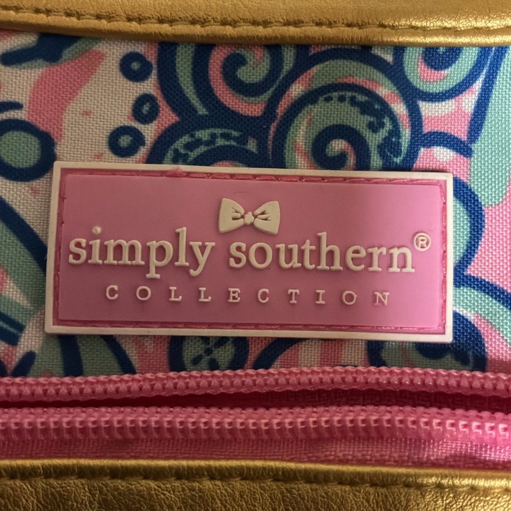 Simply Southern Pink and Blue Patterned Shoulder Bag With Adjustable Strap - Picture 6 of 8